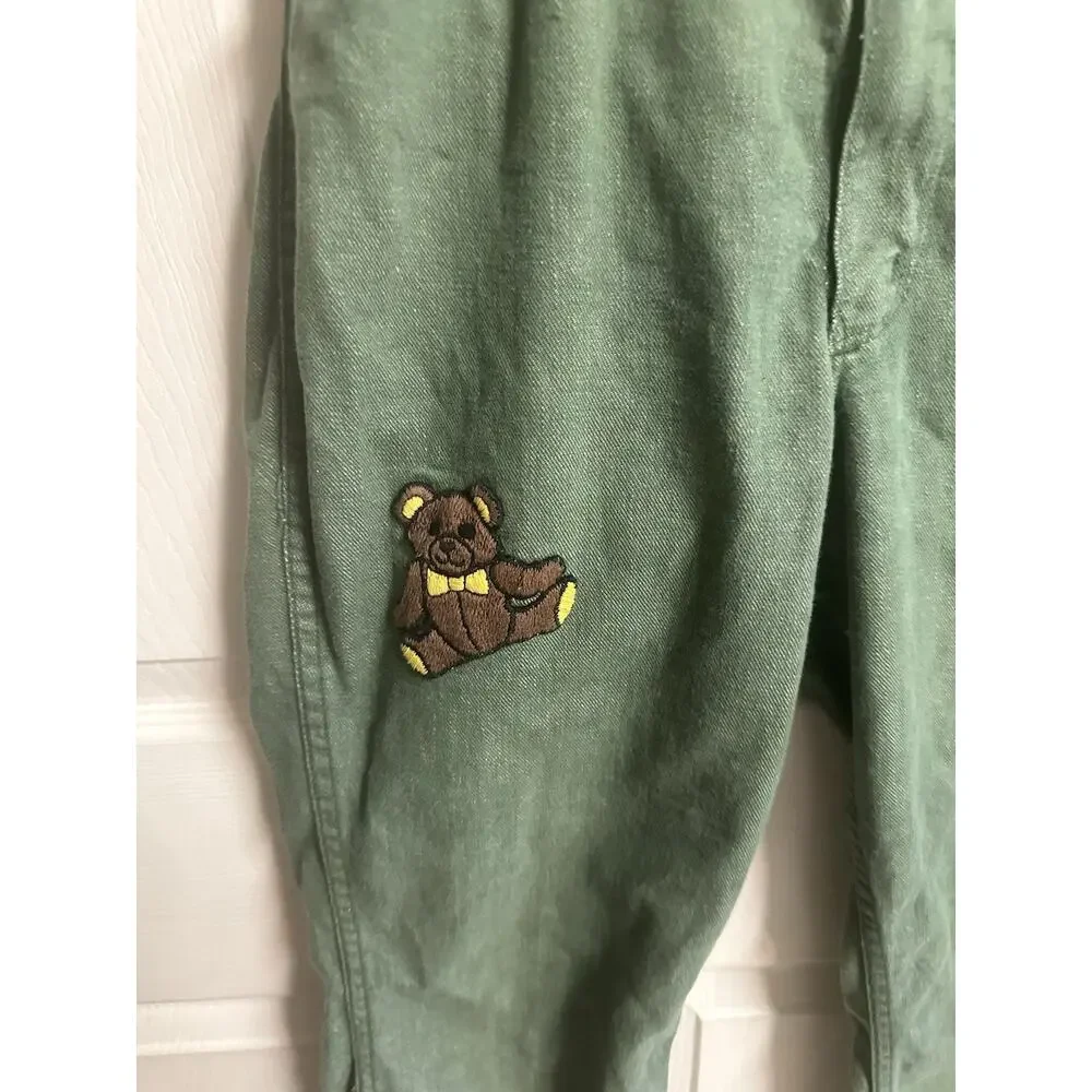 70s Wrangler Misses Jeans Green Denim Snap Button Wide Leg Flare Slim Sz 18 30w - Picture 2 of 9